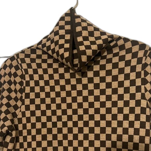 Gabby Isabella Women's Funnel Neck Check Pullover Long Sleeve Button Sweater XS - Picture 6 of 14